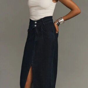 Anthropologie Pilcro The Arden midi denim skirt